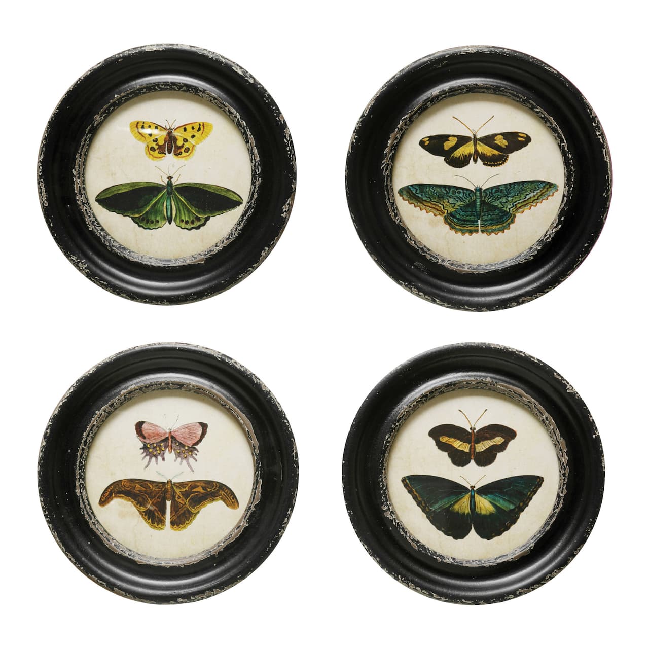 Hello Honey® Vintage Butterfly Print Round Wooden Frame Set